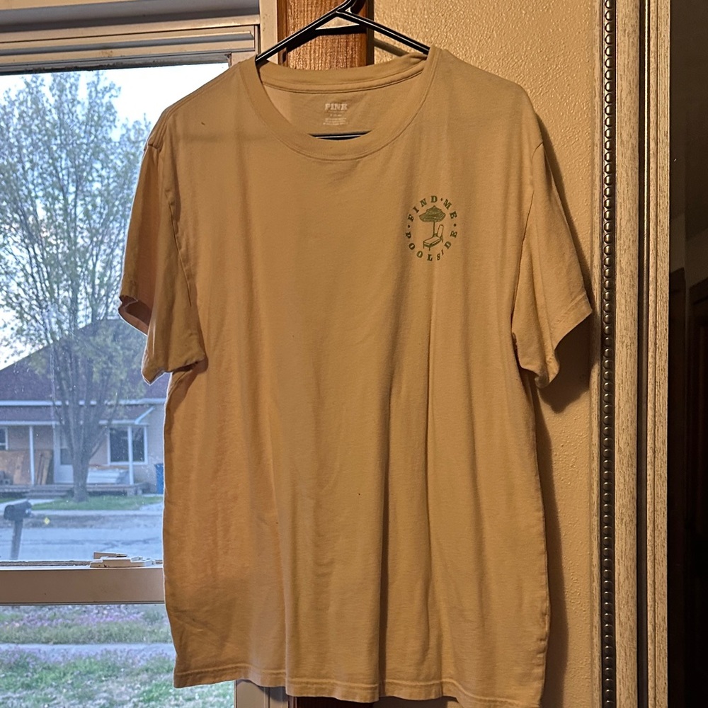 PINK Victoria's Secret Tan Short Sleeve Tee with Green Chest Logo
